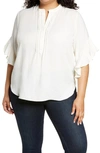 VINCE CAMUTO VINCE CAMUTO RUFFLE SLEEVE POPOVER TOP