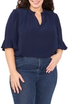 CECE SPLIT NECK BLOUSE