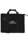 Apc Black Gym Bag With Contrasting Logo Print In Lzz Noir