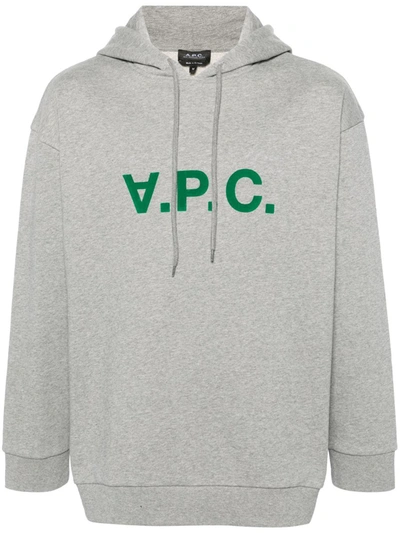 A.p.c. Milo Hoodie Mit Beflocktem Logo In Plb Gris