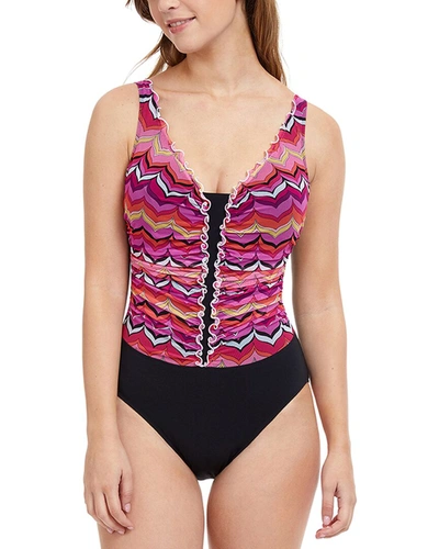 Profile By Gottex Women's Palm Springs V-neck One-piece Swimsuit In Pink