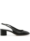 Aeyde Ingrid Patent And Textured-leather Slingback Pumps In Black