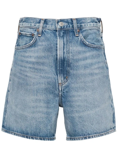 Agolde Stella High-rise Organic-denim Shorts In Blue