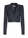 Alessandra Rich Button-up Cropped Jacket In Blue