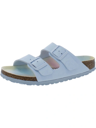 Birkenstock Arizona Bs Womens Faux Leather Double Strap Slide Sandals In Blue