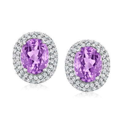 Ross-simons Amethyst And White Topaz Earrings In Sterling Silver In Pink