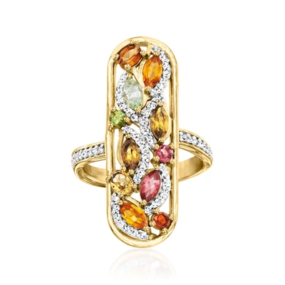 Ross-simons Multicolored Tourmaline Ring With . White Topaz In 18kt Gold Over Sterling In Pink