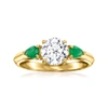 ROSS-SIMONS LAB-GROWN DIAMOND RING WITH . EMERALDS IN 14KT YELLOW GOLD