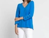 HINSON WU 3/4 SLEEVE CHRISTY TAILORED KNIT TOP IN AZURE BLUE