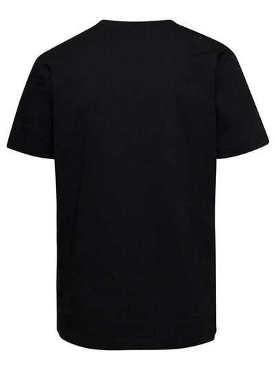 Versace Black Crewneck T-shirt With Contrasting Logo Lettering Print In Cotton Man