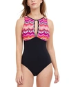 PROFILE BY GOTTEX PALM SPRINGS HIGH NECK CUT OUT ONE-PIECE