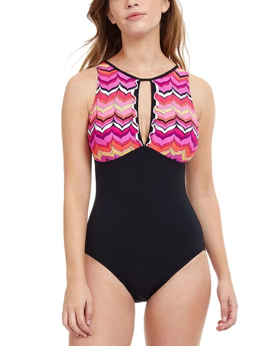 Profile By Gottex Palm Springs High Neck Cut Out One-piece In Pink