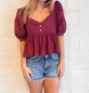 Day + Moon Tailgate Time Top In Red In Red