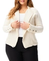 Nic + Zoe Metallic Fringe Knit Jacket In White