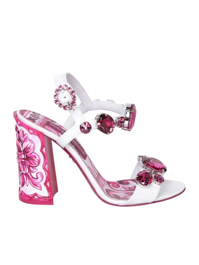 Dolce & Gabbana Keira Patent Sandal In White