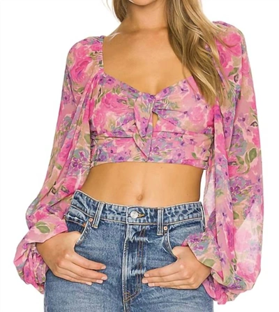 For Love & Lemons Trisha Crop Top In Pink In Multi