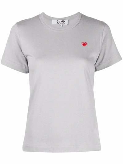 Comme Des Garçons Play Pixel Red Heart T-shirt In Grey