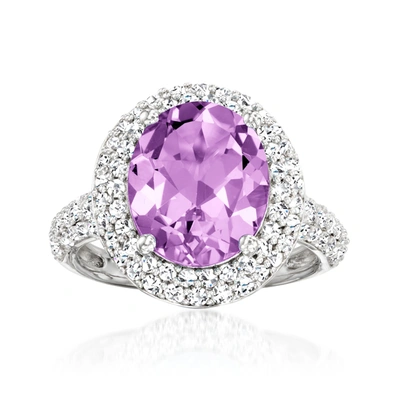 Ross-simons Amethyst Ring With White Topaz In Sterling Silver In Pink