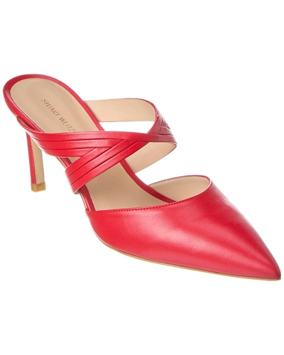 Stuart Weitzman Cutout Leather Mule In Red