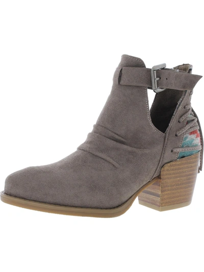Very G Womens Buckle Ruched Ankle Boots In Grey