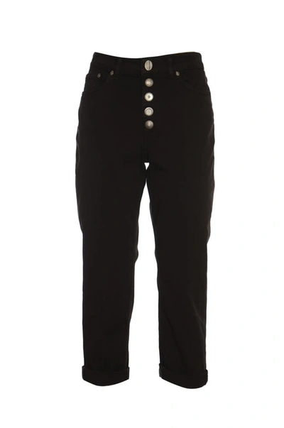 Dondup Koons Loose-fitting Velvet Trousers In Black