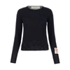 Golden Goose Crew Neck Wool Sweater With Lace Hem In 50501