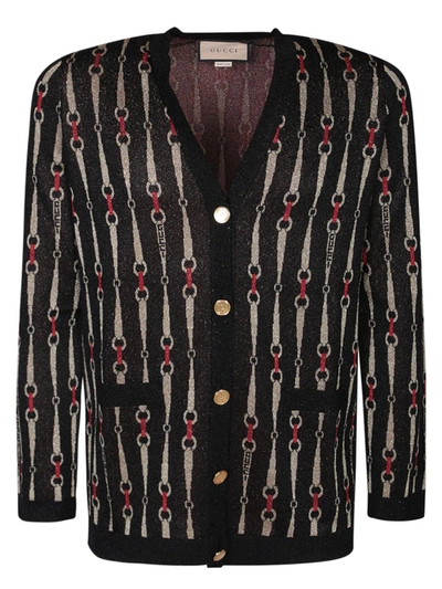 Gucci Horsebit Jacquard Cardigan In Multi