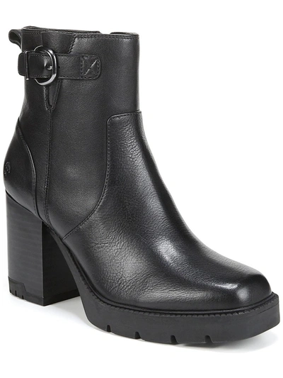 Naturalizer Wilde Womens Leather Stack Heel Ankle Boots In Black