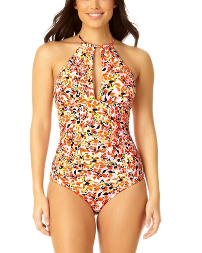 Anne Cole High Neck With Ruffle Straps One-piece In Multi