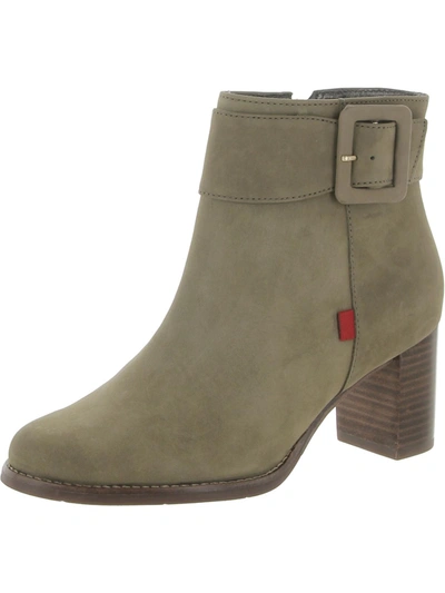 Marc Joseph Wooster Womens Leather Stacked Heel Ankle Boots In Green