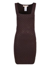 Michael Kors Stud-embellished Straight Hem Mini Dress In Brown