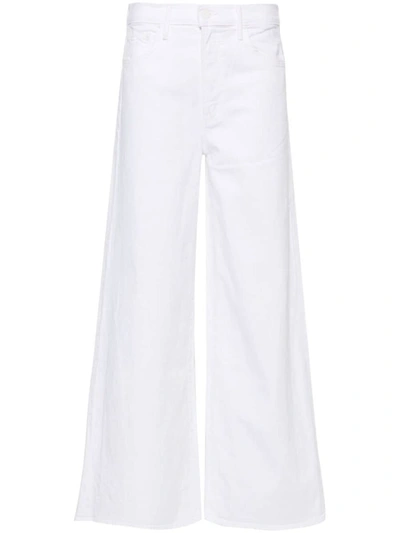 Mother The Undercover Raw Cut Flared Jeans In Bianco