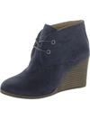 Lucky Brand Shiijo Womens Padded Insole Ankle Wedge Boots In Blue