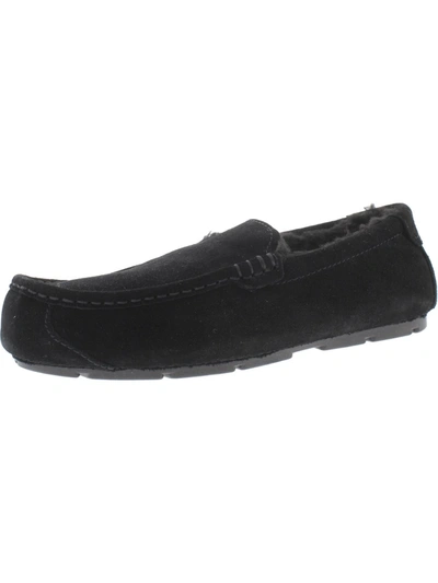 Koolaburra Tipton Mens Suede Faux Fur Moccasin Slippers In Black