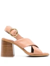 See By Chloé 85mm Logo-buckle Leather Sandals In Nude & Neutrals