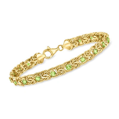 Ross-simons Peridot Byzantine Bracelet In 18kt Gold Over Sterling In Green