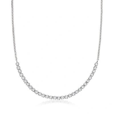 Rs Pure By Ross-simons Diamond Half-tennis Necklace In Sterling Silver