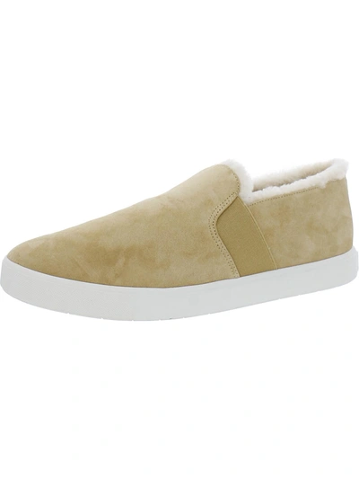 Vince Blair Womens Suede Shearling Loafers In Beige