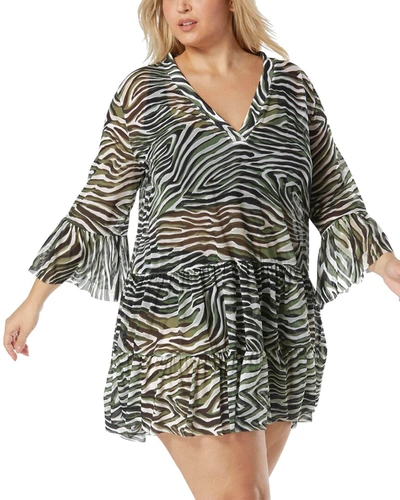 Coco Reef Women's Printed Enchant Tiered Swim Dress Cover-up In Black