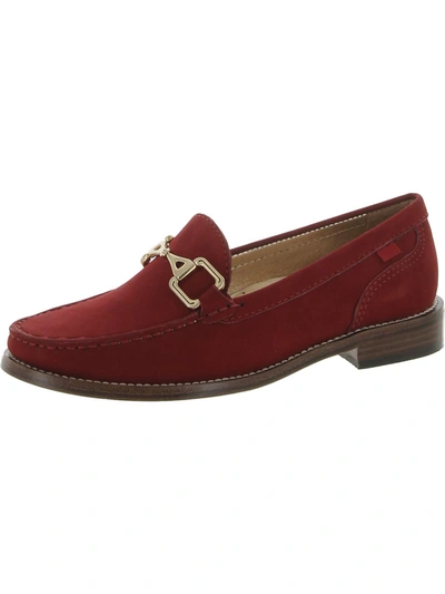 Marc Joseph Park Ave Womens Leather Slip On Loafers In Red