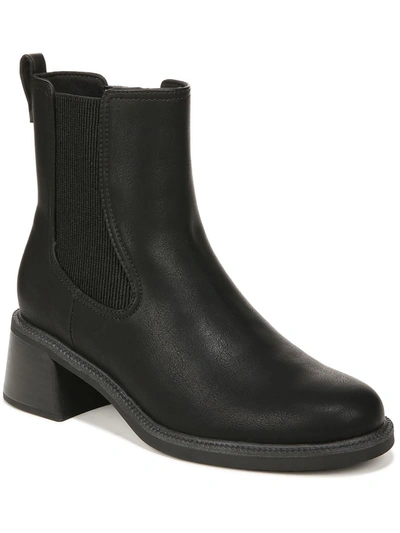 Dr. Scholl's Shoes Redux Womens Faux Leather Stack Heel Ankle Boots In Black