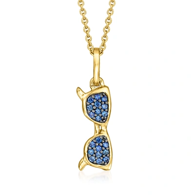 Ross-simons Sapphire Sunglasses Pendant Necklace In 18kt Gold Over Sterling In Blue