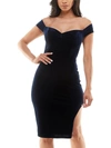 CITY STUDIO JUNIORS WOMENS VELVET OFF THE SHOULDER COCKTAIL AND PARTY DRESS