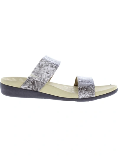 Megnya Womens Faux Leather Slip-on Slide Sandals In Grey