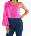 MINKPINK PARTY TOP IN BRIGHT PINK