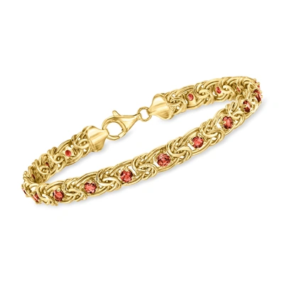 Ross-simons Garnet Byzantine Bracelet In 18kt Gold Over Sterling In Red