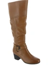 ARRAY DAKOTA WOMENS LEATHER STACKED HEEL KNEE-HIGH BOOTS