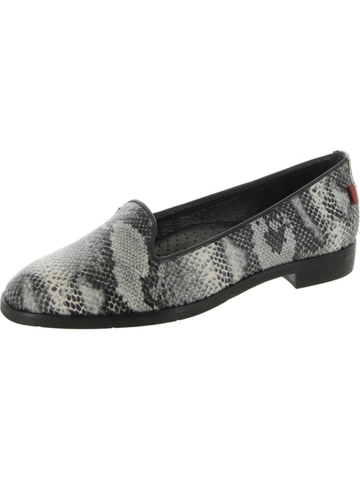 Marc Joseph Columbus Cr Womens Leather Snake Print Smoking Loafers In Grey