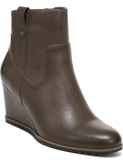 Soul Naturalizer Archer Womens Faux Leather Wedge Ankle Boots In Brown