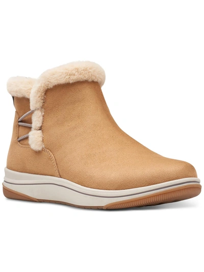 Clarks Breeze Fur Boot Womens Pull On Ankle Ankle Boots In Beige
